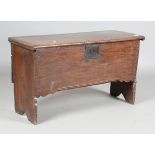 A 17th century oak six-plank boarded coffer, height 52cm, width 92cm, depth 35cm (alterations).