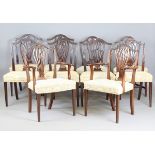 A set of eight early 20th century George III style mahogany pierced splat back dining chairs,