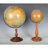 A mid-20th century 'Philips' 10 inch Challenge globe, raised on a mahogany stand, height 42cm,