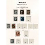 Great Britain stamp collection in a Lighthouse album from 1840 1d black and 2d blue (two of each),