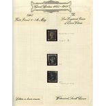 Great Britain stamps in three albums from 1840 1d black (6), 1841 1d red brown and 2d blues,