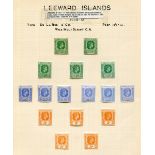 Leeward Islands George VI ½d - £1 mint in folder with shades, different printings including 5sh (7),