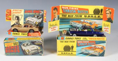 A Corgi Toys No. 261 James Bond Aston Martin DB5, boxed with diorama, secret instructions, bandit