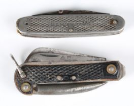 A mid-20th century US Marine Corps service pocket knife (blade defective, some repairs), together