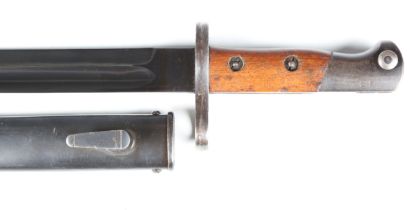 A German MP34 bayonet with blackened single-edged fullered blade, blade length 28cm, steel