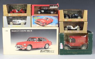 An AutoArt Millenium 1:18 scale MGB GT Coupe Mk II, a Highway 61 Collectibles 1959 Metropolitan,
