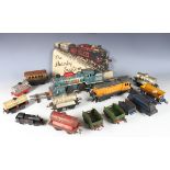 A collection of gauge O railway items, including Marx American Outline diesel locomotive Union