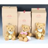 Three modern Steiff mohair teddy bears, comprising two Benji and Christopher, all boxed.Buyer’s