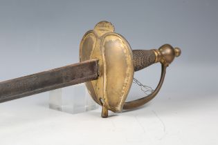 A 1796 pattern heavy cavalry officer's dress sword with single-edged fullered blade, blade length