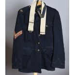 A Royal Marines parade jacket and cap tally for HMS Ganges, purported to have belonged to Derek