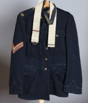 A Royal Marines parade jacket and cap tally for HMS Ganges, purported to have belonged to Derek