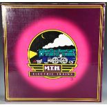 An MTH gauge O MT-4020 Pullman fire car set and a MT-4120 Pullman two car set, both boxed (boxes