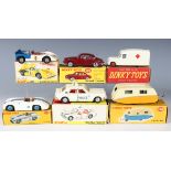 Twelve Dinky Toys, comprising No. 195 Jaguar 3.4 saloon, No. 133 Cunningham C-5R, No. 174 Ford