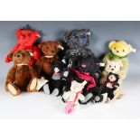 A small collection of modern Steiff mohair teddy bears, comprising Holland Tomato Bear, with