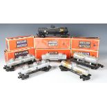A collection of Lionel gauge O tankers, mostly 'Sunoco', some boxed (playwear, boxes creased, torn