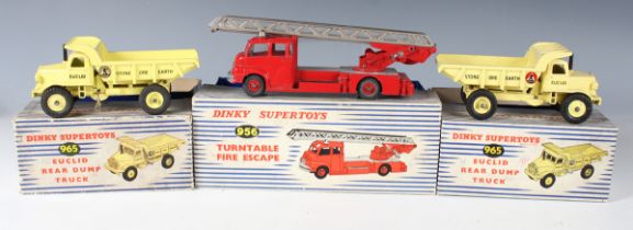 Four Dinky Toys and Supertoys vehicles, comprising No. 582 Pullmore car transporter with No. 994