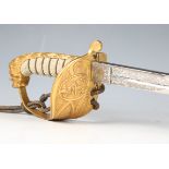 A Victorian naval officer's dress sword by E.T. Thurkle, Soho, London, with single-edged fullered