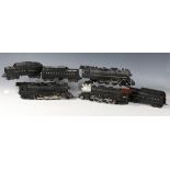 Five Lionel gauge O 3-rail electric steam locomotives and tenders with diecast bodies, comprising