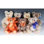 Seven modern Steiff mohair teddy bears, comprising two Daddey 7 Steiff Festival Giengen 2003, Mommey