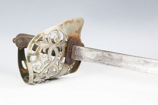 A George V 1897 pattern infantry officer's sword with straight dumbbell-section blade, blade
