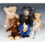 Five modern Steiff mohair teddy bears, comprising 1929 Classic Teddy Baby, Classic Bear 40, Steiff