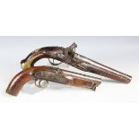 An early 19th century sea service pattern percussion pistol, barrel length 15.5cm, the lock