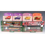 A collection of Corgi commercial vehicles, including Superhauler, Eddie Stobart, coaches and