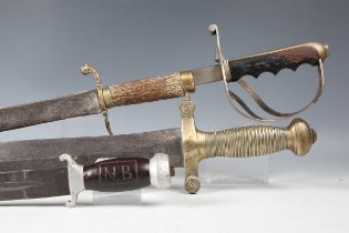 A 19th century French artilleryman's gladius sword with swollen double-edged blade, blade length