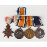 A group of four First World War Medals, comprising 1914-15 Star to 'K.4628, L.E.Peverelli, S.P.O.,