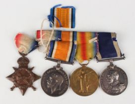A group of four First World War Medals, comprising 1914-15 Star to 'K.4628, L.E.Peverelli, S.P.O.,