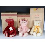 Four modern Steiff mohair British Collectors' teddy bears, comprising 1997, 1998, 1999 and 2000, all