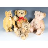 Four modern Steiff mohair teddy bears, comprising Teddy Rose 1925, boxed, Dicky 1930, boxed, Replica