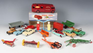 A Dinky Toys No. 981 horse box, boxed, together with a No. 157 Jaguar XK 120 coupé in burgundy and