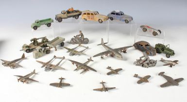 A small collection of Dinky Toys models, including No. 25 Series wagon, 3rd type, mechanical horse