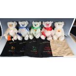 Five modern Steiff mohair Deutschland edition teddy bears, comprising Saphir 2004, Smaragol Bear,
