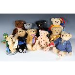 A collection of modern Steiff mohair teddy bears, including Replica 1912 Black 35, boxed,