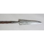 A 16th century Continental polearm with triangular-section blade, blade length 40cm, detailed to