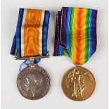 A 1914-18 British War Medal and a 1914-19 Victory Medal to '20743 Pte. A.Hill. Som.L.I.', with