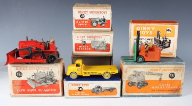 Six Dinky Toys and Supertoys vehicles, comprising No. 533 Leyland cement wagon 'Ferrocrete', No. 561