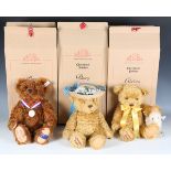 Three modern Steiff mohair teddy bears, comprising Daisy, Chelsea and Penny, all boxed.Buyer’s