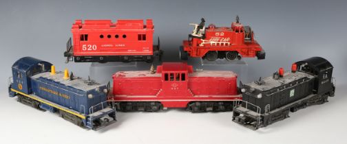 Five Lionel gauge O 3-rail plastic-bodied electric diesel locomotives, comprising shunter 41