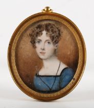 Adela Geddes née Plimer - Oval Half Length Miniature Self Portrait at 14 years, 19th century