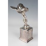 An Elizabeth II silver model of the Rolls-Royce Spirit of Ecstasy mascot, after a design by
