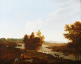 After Richard Wilson - On Hounslow Heath, 19th century oil on canvas, 43cm x 54.5cm, within a gilt