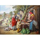 Henry Charles Bryant - Children at a Sweet Stall, 19th century oil on canvas, signed, 29.5cm x 40cm,
