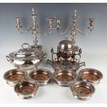 A Victorian plated egg coddler and stand with spirit heater by Walker & Hall, the ovoid coddler