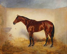Romanian School - 'Ingram' (Portrait of the Racehorse), oil on canvas, indistinctly signed and dated