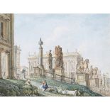 James Forbes - Campidoglio, Capitoline Hill, Rome, 18th century watercolour on laid paper, 22.5cm