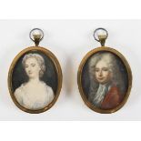 British School - Oval Half Length Miniature Portraits identified as Sir Peter Meyer and Sara Anna