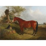 John Duvall - Horse and Dog in a Landscape, 19th century oil on canvas, signed, 44.5cm x 59.5cm,